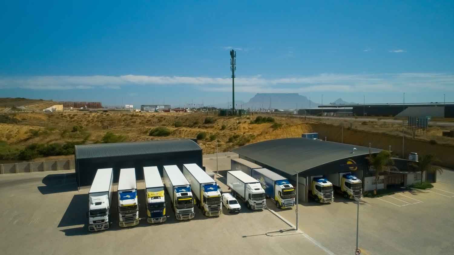 Master Cargo trucks parked at the Durbanville depot